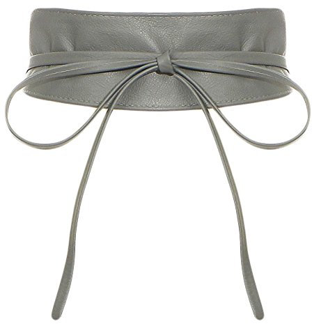 malito – Damen Taillengürtel aus 100% weichem Echtleder – Onesize Bindegürtel mit verstellbarem Taillenband – breiter Wickelgürtel mit Schleife – Hüftgürtel G100 (Dunkelgrau)
