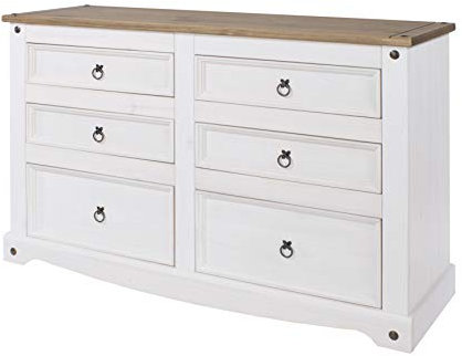 Core Products, Corona White 3+3 Chest of Drawers with Natural Pine Top
