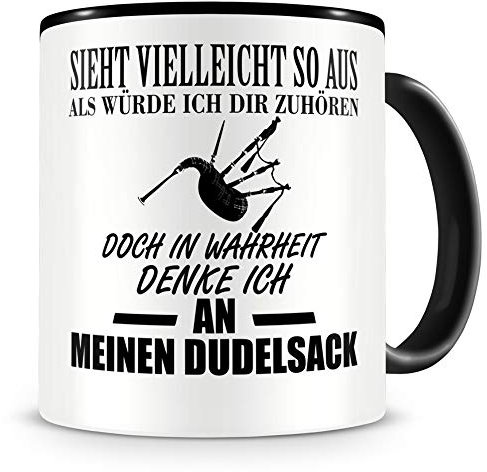 Samunshi® Dudelsack Tasse mit Spruch Geschenk für Musiker Tasse Dudelsack Becher Kaffeebecher Lustige Tassen zum Geburtstag Teetasse schwarz 300ml