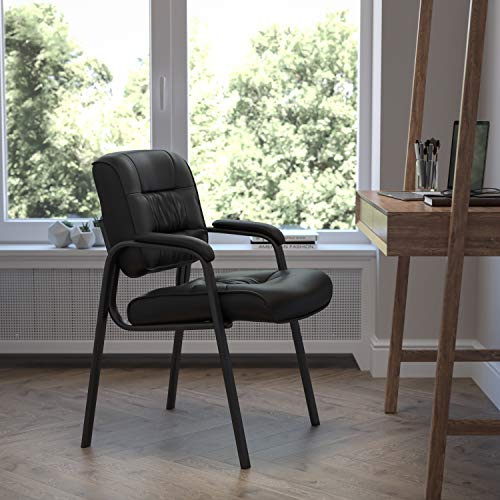 EMMA + OLIVER Black Faux Leather Executive Chair with Titanium Gray Frame