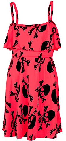 A2Z 4 Kids Girls Off Shoulder Skater Outfit Stylish and Trendy Party Wear - PlainOff Shoulder Skull Neon Pink 7-8