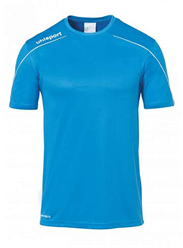 Uhlsport Stream 22 Short Sleeve Jersey Junior, Bordeaux/Sky Blue, Moisture Wicking Crew Neck Dry Tech Kids, Size 24/26