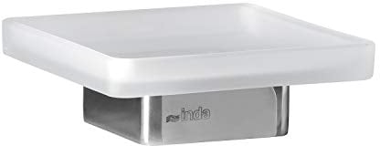 INDA Lea Porte-Savon à Poser avec bassine en Verre satiné, Blanc, 12 x 12 x 4 cm