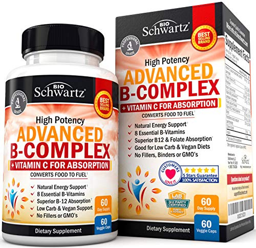 Vitamin B Complex with Vitamin C for Maximum Absorption, 60 Capsules