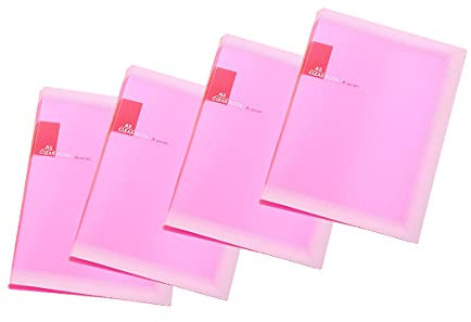 TUKA-i-AKUT [4x] Reliure Protège-Documents A5 pour 80 feuilles, 40 Pochettes transparentes, Affichage livre Présentation fichier Couverture translucide, Ensemble de 4 en Rose Couleur TKD8032-pink-4x