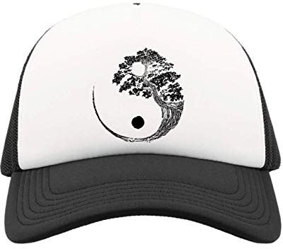 Iprints Yin Yang Bonsai World Tree Graphic Trucker Baseball Cap One Size