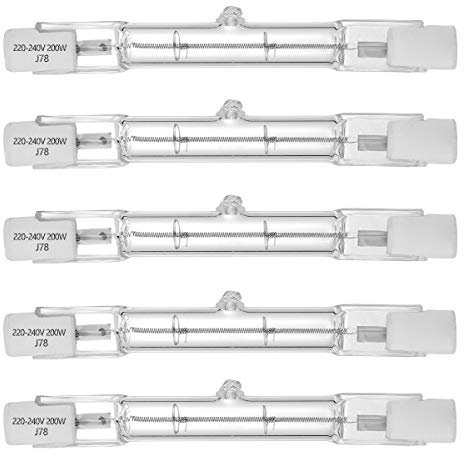 Halogenlampe R7S 78mm T3 200W 2000lm Warmweiß 2700K J Typ Lineare doppelendige Flutlichtlampe 360º Abstrahlwinkel 230V für Arbeit, Sicherheit, Landschaftsbeleuchtung (5er Pack)