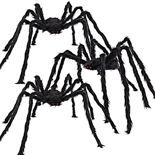 JOYIN 3 Pack 5ft Halloween Realistic Hairy Spiders, 63'' Halloween Outdoor Decorations Scary Spiders with Giant Size for Indoor and Outdoor Decorations