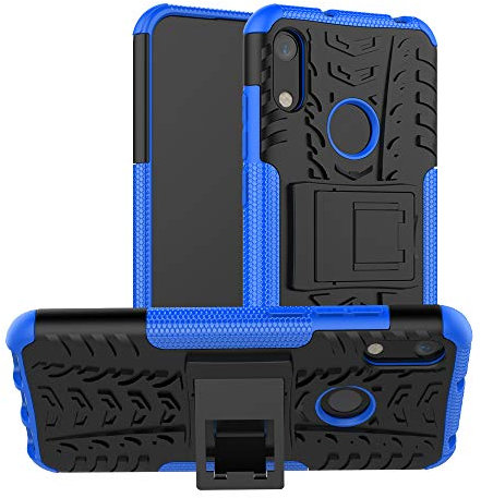 Asuwish Handyhülle für Huawei Y6 2019/Y6s/Honor 8A Hülle mit Glas Folie Panzerfolie Schutzfolie und Ständer Hawaii 6Y Pro 2019 JAT-L41 MRD-LX1 Slim Hard Hüllen Schutzhülle Phone Case Männer Blau
