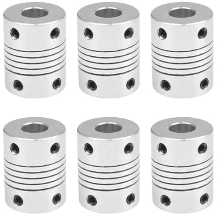 6 Stück 3D Drucker Kupplung,Aluminiumpflaume Flexible Wellenkupplungen,Schrittmotor-Koppler Aluminiumlegierung Gelenkverbinder für 3D-Drucker CNC-Maschine(5 x 8 mm,Silberweiß)