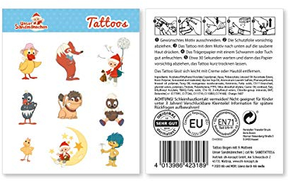 DH-Konzept 8 Tattoos * SANDMÄNNCHEN * für Kindergeburtstag und Mottoparty | Kinder Tattoo Unser Sandmann Party Set