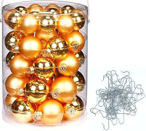 Inge-Glas Kugeldose 44tlg 4, 5, 6 cm, Glas mit Haken 50tlg (Inkagold)
