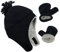 Durio Baby Mütze und Handschuhe Set Junge Wintermütze und Fäustlinge Warmes Gefütterte Fleece Mütze Kappen Ohrenklappe Kleinkind Kinder Mädchen Schwarz 2-4 Jahre