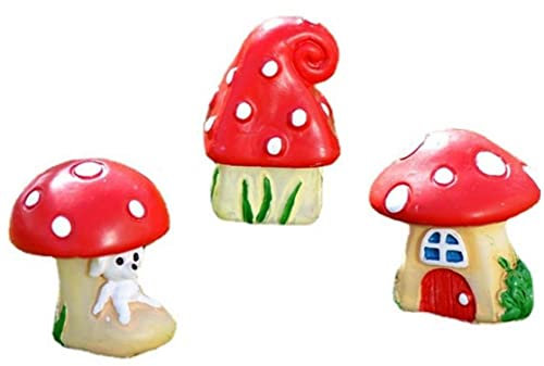 3 Stücke/Satz Rot Pilz Fee DIY Harz Miniatur Fee Garten Und Terrarium Dekoration