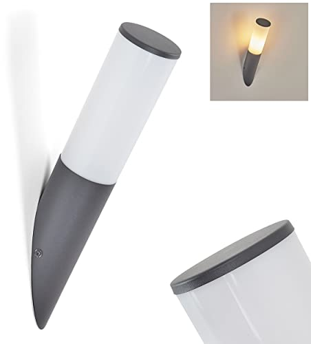 Außenwandleuchte Caserta, moderne Außenleuchte aus Metall/Kuntstoff in Anthrazit/Weiß, Wandlampe für Terrasse/Hof/Eingangsbereich, 1 x E27-Fassung, Gartenbeleuchtung IP44, ohne Leuchtmittel