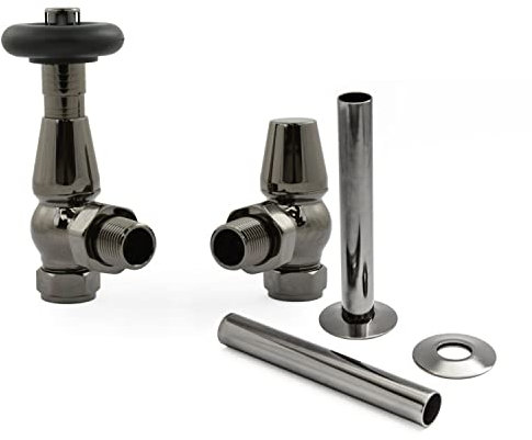 Hot Flow | Jordan Traditional Thermostatic Radiator Valve (Angled TRV) (Black Nickel with Sleeve)