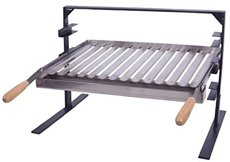 PEGANE Support Barbecue avec Grille et récupérateur de Graisse en INOX Coloris Gris - 80 x 43 x 42 cm