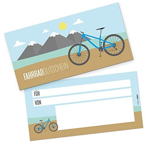 itenga Geschenkgutschein Geschenkkarte zum Ausfüllen I Fahrrad I Gutschein I 21,0 x 10,5 cm I Karte zum Ausfüllen
