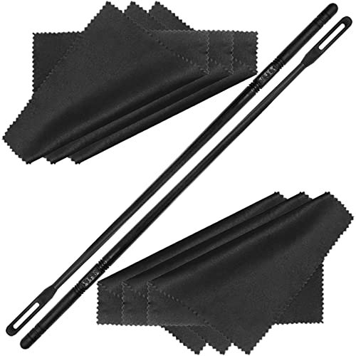 Juego de 2 juegos de limpieza de flauta, hisopo de clarinete DaKuan, paño de limpieza de flauta de 6 piezas, paño de limpieza de flauta para interior, pulido de limpieza de flauta (negro)