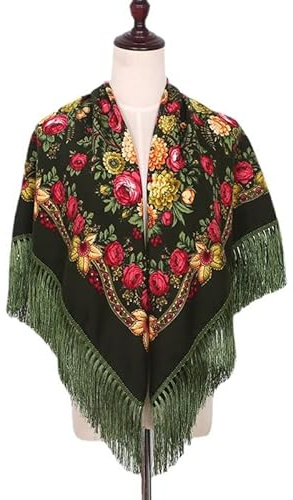 LJGFW Russische quadratische Schals, ukrainische Kopfbedeckung, muslimischer Hijab-Schal, Wickeltuch, Turban-Tuch, Raditional-Schals, Decke, Bandana