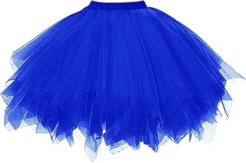 Dressever Damen Tüllrock 50er Rockabilly Petticoat Retro Tutu Ballet Cosplay Prom Abendkleider Anlass Königsblau XX-Large