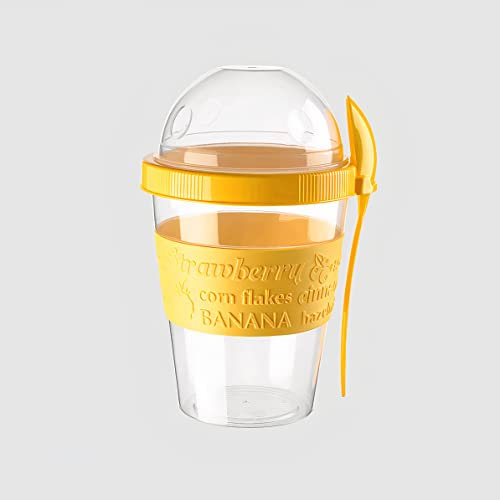 Aware Home Concept 100% BPA Free Original Take & Go 600ml Yoghurt Pot for Breakfast Granola Muesli Cereal Overnight Oats to go Yogurt Pot with Spoon Lid Leakproof Plastic Dishwasher Safe