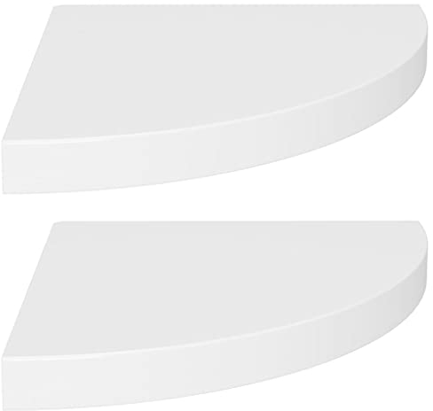 vidaXL 2X Eckregal Schweberegal Wandregal Bücherregal CD DVD Regal Wandboard Hängeregal Wand Dekoregal Freischwebend Weiß 35x35x3,8cm MDF