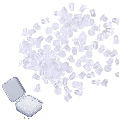 500 Pezzi Ferma Orecchini in Silicone Universale, Trasparenti Chiusure per Orecchini, Orecchino Chiusura Silicone, Tappo antiallergico per Orecchini in Silicone con Scatola di Immagazzinaggio