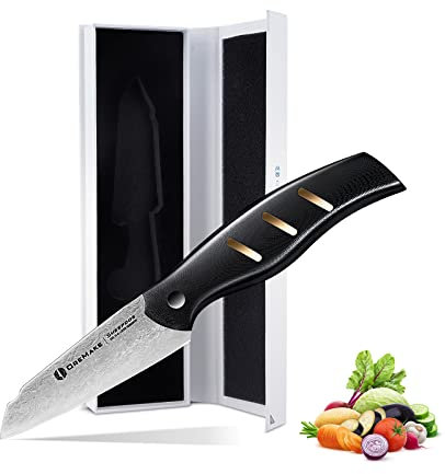OREMAKE 7-INCH NAKIRI Cuchillo de cocina profesional multiusos, súper afilado, acero damasco japonés de 69 capas, alto contenido de carbono, diseño ergonómico Mango G10 (3.5 pulgdas)