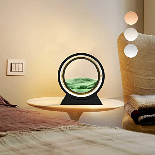 Demiawaking 10 Zoll Fließende Sandmalerei LED Lampe, dynamische Sandkunst, 3D-Sandlandschaft, 3D flüssige Sanduhr, Glas-Treibsand-Lampe, Deko Lampe Nachtlicht für Zuhause Büro Schreibtisch (E)