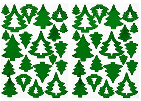 Oblique Unique® Tannenbaum Sticker Set 42 Stk. Weihnachtsbaum Christbaum Aufkleber für Weihnachten zum Dekorieren Spielen Basteln Scrapbooking (Grün)