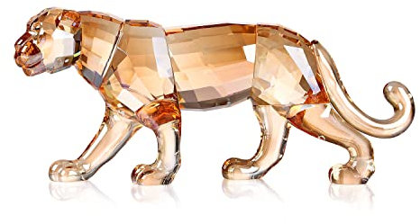 Kristall-Leoparden-Geparden-Figur, realistische Tierkunst-Figur, Sammlung, Tischdekoration, Statue, Heimdekoration (Gold)