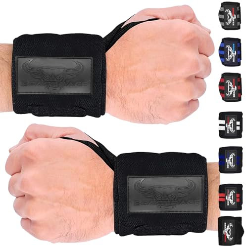BEAST RAGE Zughilfe für Gewichtheben, Fitness, gepolsterte Baumwolle, Handgelenkstütze, Gel, mehr Grip, Hantelstange-Wickel, strapazierfähig, Fitnessstudio, Bodybuilding, Powerliftung, rutschfest,