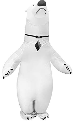 Arokibui Full Body Inflatable White Polar Bear Costume Funny Blow up Animal Costumes Cosplay Party Festival Christmas Halloween Costume