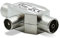 Metronic Répartiteur TV, séparateur coaxial en T, DVB-T2, diviseur antenne TV, blindé, métallique 1 entrée mâle - 2 sorties femelles - 336201