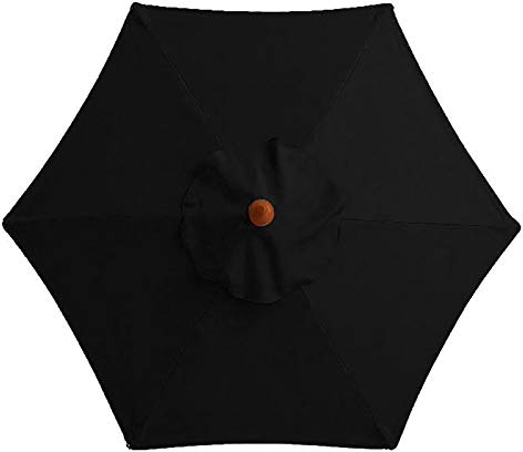 TITA-DONG Toldo de Repuesto para Sombrilla de Patio de 6Pies,6Varillas de Repuesto para Sombrilla de Exterior,Tela de Repuesto para Sombrilla de Jardín,Cubierta de Toldo para Sombrilla de Mesa(Negro)