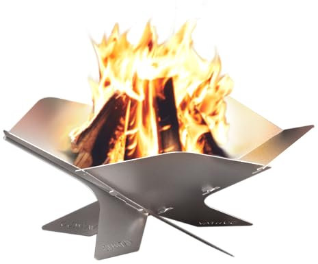 Design Camping Feuerschale aus Edelstahl | Faltbare Feuerstelle Outdoor, Camping, Garten | Mobile, demontierbare und steckbare Feuerstelle für das Mobile Lagerfeuer