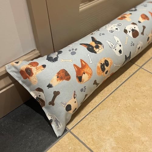 Snugglemore Draught Excluder Fabric Cotton Door Window Draught Cushion Guard Animal Prints (Pups)