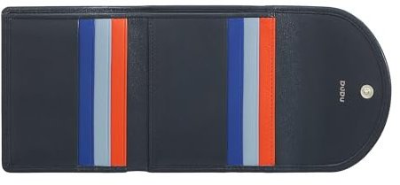 DuDu Portafoglio Donna in Pelle Vera Morbida Piccolo, Tasche Portacarte, Porta Banconote, Cerniera Posteriore per Monete, Portafogli RFID Con Chiusura a Bottone Colorato Navy
