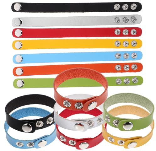 LALAFINA Verstellbares Lederarmband 14 Stück Bunt Gravur Blanko Selbstgemacht Armband Für Herren Und Damen Kunstlederarmband Für Geschenke Und Schmuckherstellung