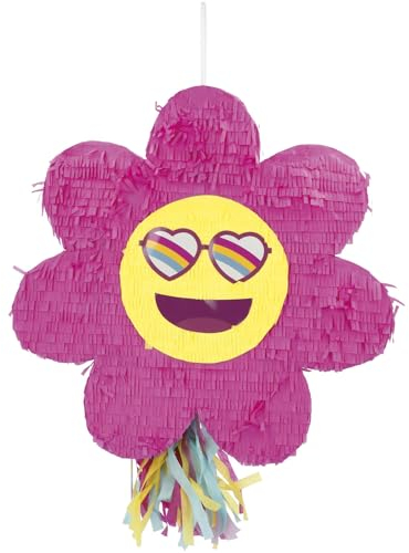 Folat 25037 Retro Hippie Piñata-Boho Girlz-31 x 45 x 10 cm-Groovy Partyzubehör Gänseblümchen Blume Regenbogen Party Dekorationen, Colourful