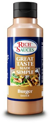GTMS Plant Based Burger Sauce - 1 Litre - Awesome Taste, Creamy, Tangy Smooth & Pourable - Ideal for Vegan Burger - Free From Gluten & Dairy - for Hot or Cold Use - Condiment Developed in the UK