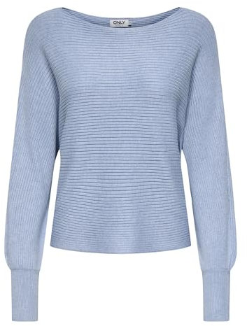 ONLY Damen Onladaline L/S Short Pullo KNT Noos Strickpullover Mit U-Boot-Ausschnitt 15226298 ,Soft Chambray ,XL