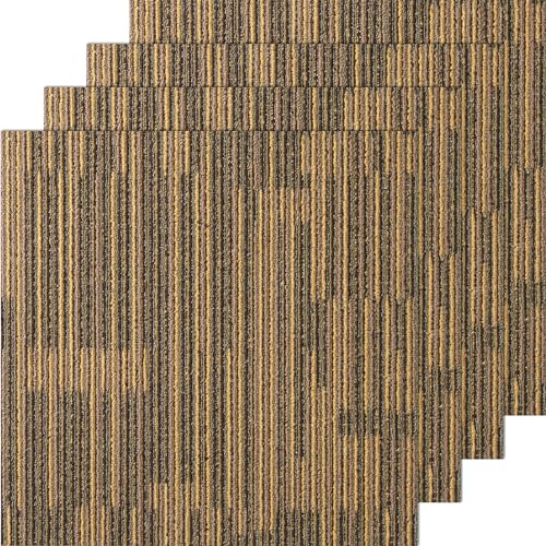 VEVOR Quadrotte in Moquette Riutilizzabili, 500 x 500 mm Tappeto Quadrato con Imbottitura Attaccata, Quadrotte in Moquette Morbida Imbottita, per Camera da Letto Soggiorno 12 Piastrelle, Marrone Misto