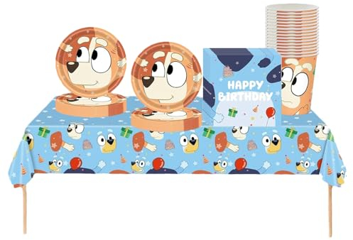 Bluey Paper Plates for Children's Birthday Party Decoration - Tableware Set for 10 Guests