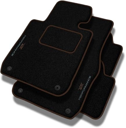 PERFORMANCE Personalisierte Velours Fußmatten Auto passend für Nissan Qashqai I 2010-2013 - Standard, Perforiert, Bräunlich grau -Präzise CNC-Stickerei, Design-Lochpaspel, Auto Fußmatten - Perfekt für
