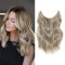 Ash Blonde Invisible Wire Hair Extensions with Adjustable Size 12inch One Piece hair extensions Clip in Hair Pieces for Women