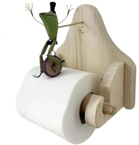 Bwardyth Toilettenpapierhalter Frosch Reiten Fahrrad Toilettenpapierhalter Holz Frosch Reiten Fahrrad Toilettenpapierhalter Lustiger Wandmontierter Frosch Rollenpapierhalter