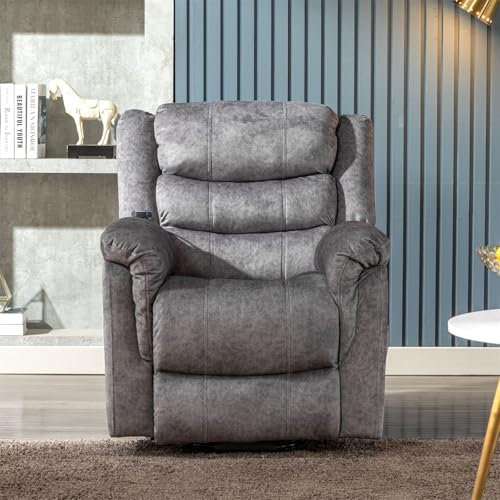 Sillón Reclinable Elevador Eléctrico con Función De Masaje Y Calefacción, Sillón con Cojín Y Respaldo Antideslizantes, Sillón Adecuado para Sala De Estar(Color:Gris)