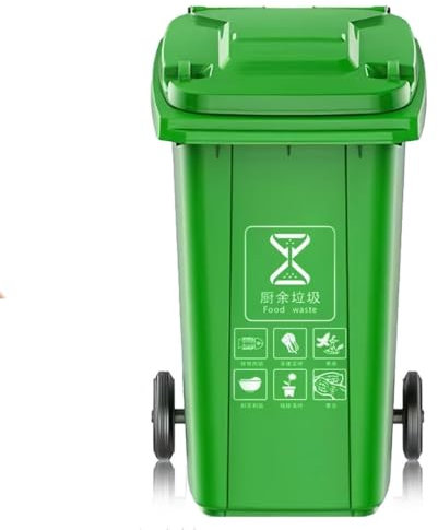 Grande poubelle d'extérieur robuste avec couvercle d'étanchéité pour terrasse, jardin, terrasse et bord de route, de qualité commerciale, grande poubelle à roulettes de 240 l (vert)